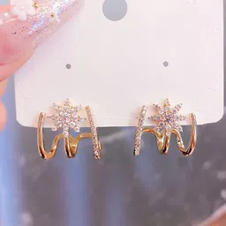 FIMBUL Gold-Plated Cubic Zirconia Studded Star Shaped Studs-33