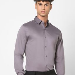 The Collection Men Classic Fit Solid Spread Collar Satin Formal Shirt-image-8
