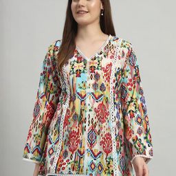 VELDRESS Women Ethnic Printed V-Neck Tunics-image-74