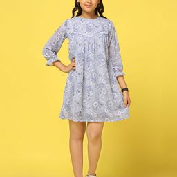 YK Floral Print Puff Sleeve Chiffon A-Line Dress-picture-18