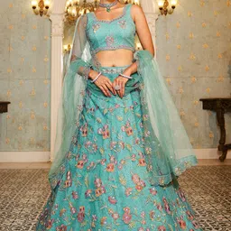 panchhi Embroidered Sequinned Semi-Stitched Lehenga & Unstitched Blouse With Dupatta-picture-13