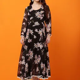 Raabta Fashion Women Round Neck Floral Print Fit & Flare Maxi Dress-picture-54