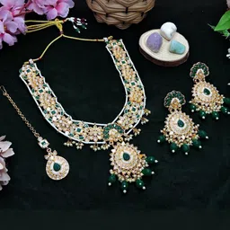 VATSALYA creation Gold-Plated Artificial Stone Studded Jewellery Set-image-56