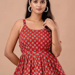 Rangun Floral Print Peplum Top-image-33