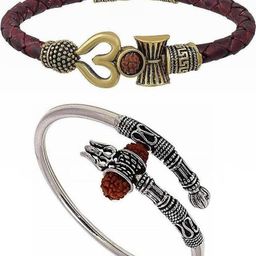 Divine souvenirs Unisex Set Of 2 Silver-Plated Rudhraksh Beaded Wraparound Bracelets-7
