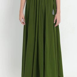 ATARAH Flared Pure Cotton Maxi Skirt-image-80