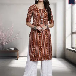 HERE&NOW Selection Of 2 Floral Printed Round Neck Straight Kurta-57