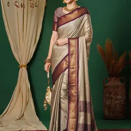 SILKWEAR Ethnic Motifs Zari Silk Cotton Banarasi Saree-48