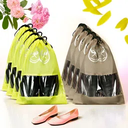 Aura Yellow & Brown 8 Pieces Reusable Shoes Organisers-image-94