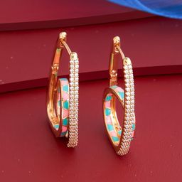 Kushal's Fashion Jewellery Women White Gold-Plated Party Zircon Hoop Earrings-image-23
