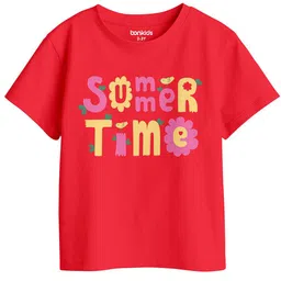 BonOrganik Girls Typography Printed Round Neck Cotton T-shirt-10