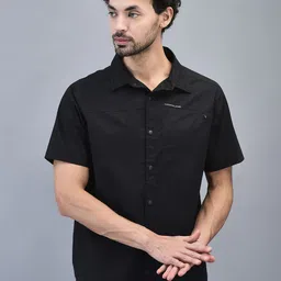 Woodland Men Spread Collar Solid Casual Shirt-image-72