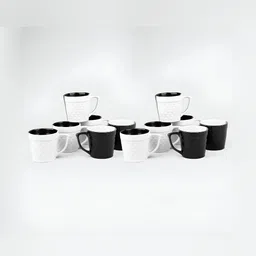 Storepedia White & Black Solid Ceramic Glossy Cups Set of Cups and Mugs-picture-36