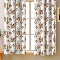Steve & Anderson Indian Motifs Brown & White 2 Pieces Black Out Window Curtain (5 Feet)-image-31