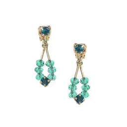 FirstBlush Gold Plated Cubic Zirconia Studded Contemporary Shaped Drop Earrings-image-44