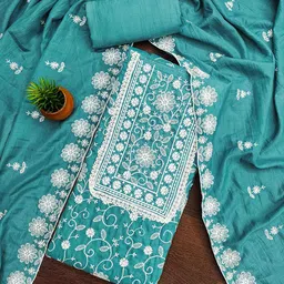 DIVASTRI Floral Embroidered Thread Work Unstitched Dress Material-image-74