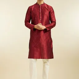 Diwas by Manyavar Floral Embroidered Mandarin Collar Sequinned Straight Kurta-image-21