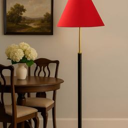 Devansh Red & Black Frustum Wooden Floor Lamp-picture-17