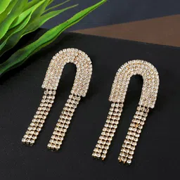 Anouk Gold-Plated Artificial Stones Contemporary Drop Earrings-19