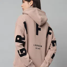 GRIFFEL Women Printed Hooded Pullover Sweatshirt-image-87
