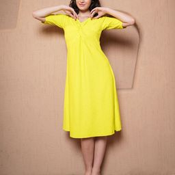 MILOST Solid A-Line Midi Dress-image-99