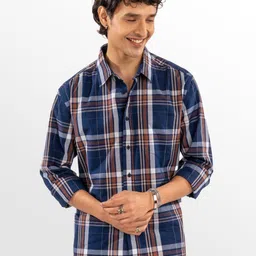 Eszett Spread Collar Regular Fit Long Sleeves Checked Casual Shirt-image-73