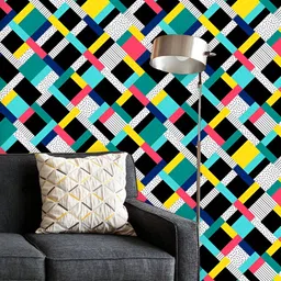 ArtzFolio Printed UV-Resistant Anti-Bacterial Colorful Rectangles Peel & Stick Wallpaper-image-9