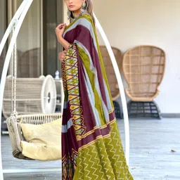 LeeliPeeri Designer Striped Block Print Saree image 4