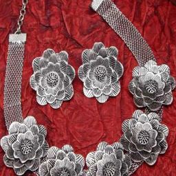 BMINO Women Silver Jewellery Set-image-74