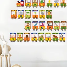 INDIAN ROYALS Yellow & Green Zoo Alphabet Train Kindergarten Waterproof Wall Sticker-image-76