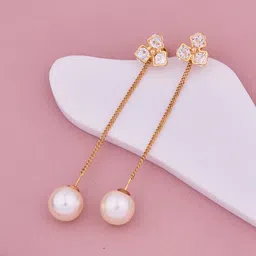 GC PREMIUM JEWELLERY Gold-Plated Stainless Steel Cubic Zirconia Studded Drop Earrings-image-30