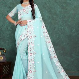 NANDKASHI Embroidered Pure Georgette Saree-picture-22