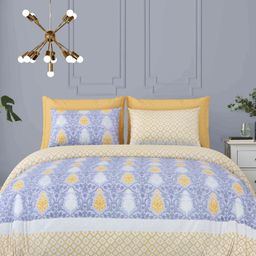 LIVING ROOTS Purple & White Floral 210 TC King Bedsheet with 2 Pillow Covers-image-102