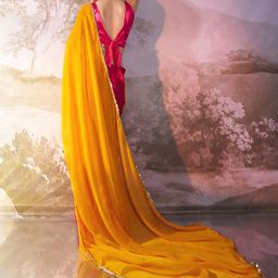 Mitera Colourblocked Sequinned Pure Georgette Saree with Embellished Border image 3