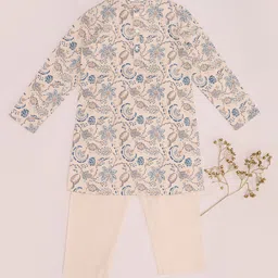 indus route by Pantaloons Boys Floral Printed Regular Pure Cotton Kurta with Pyjamas-12