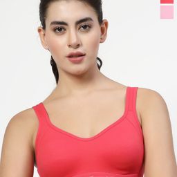 LILY Women Pack of 2 Strops555 Full Coverage Non Padded Sports Bra-24