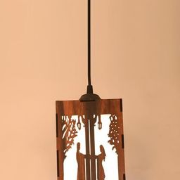 Gojeeva Brown & White 2 Pieces Textured Wooden Rectangle Shaped Celling Lamps-picture-28