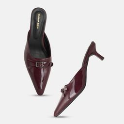 DROP BOLD Pointed Toe Kitten Mules with Buckles image 3
