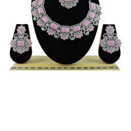 VATSALYA creation Pink Stones Studded Jewellery Set-image-3