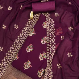 KALINI Embroidered Thread Work Unstitched Dress Material-image-91