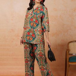 Anouk Mandarin Collar Printed Shirt & Trousers-image-14