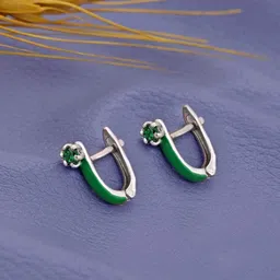 VANBELLE 925 Sterling Silver Rhodium Plated Enamel CZ Hoop Earring-image-12