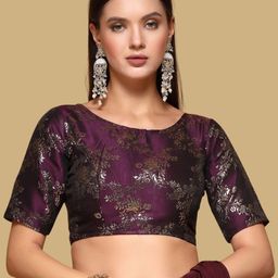 Oomph! Woven Design Zari Boat Neck Jacquard Saree Blouse-image-97