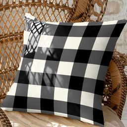 CASABLEU Spring Gallery Black & White 2 Pieces Checked Square Cushion Covers-3