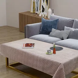 LooMantha Brown Geometric Printed Waterproof Plastic 4-Seater Table Cover-20