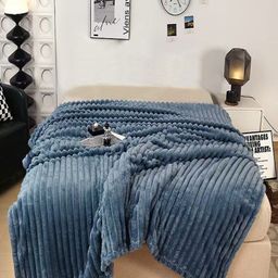 JC HOME Navy Blue Striped AC Room 300 GSM Double Bed Blanket-image-39