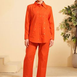 Komarri USequin Embellished Long Sleeves Pure Cotton Shirt & Trouser-image-33