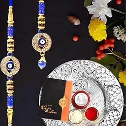 Blue Evil Eye Rakhi Combo for Bhaiya & Bhabhi-58