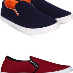 Spotwalk Men Set Of 2 Round Toe Slip On Sneakers-image-47