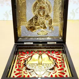 Arnavira Gold Plated Krishna Photo Frame with Charan Paduka Pocket-image-57